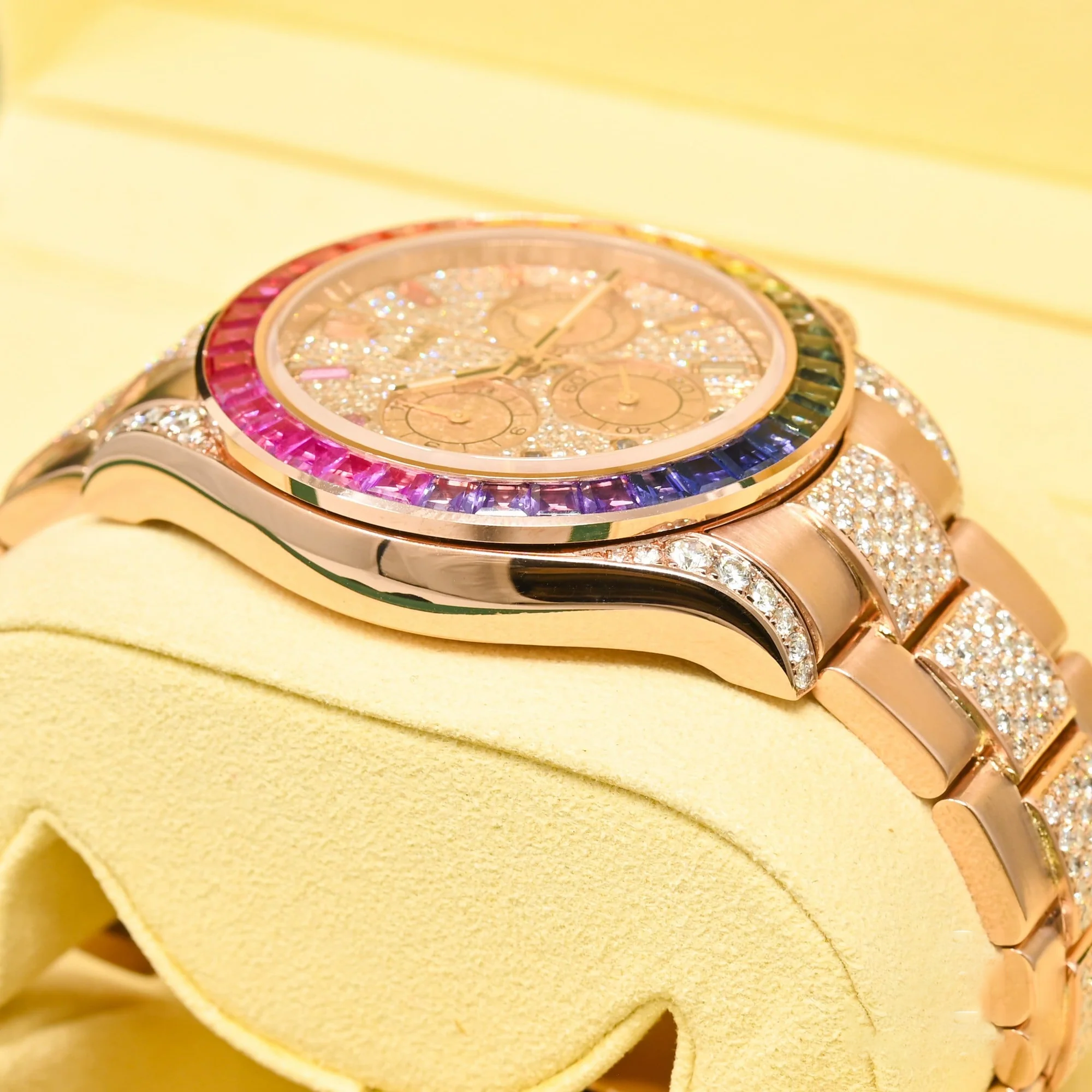 Rolex 1:1 Super Clone Cosmograph Daytona Rainbow Pave Rose Gold 116595rbow-0002