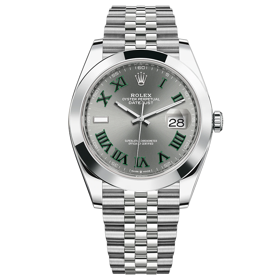 Rolex 1:1 Super Clone Datejust 41mm Slate Roman Numeral Dial Smooth Bezel 126300