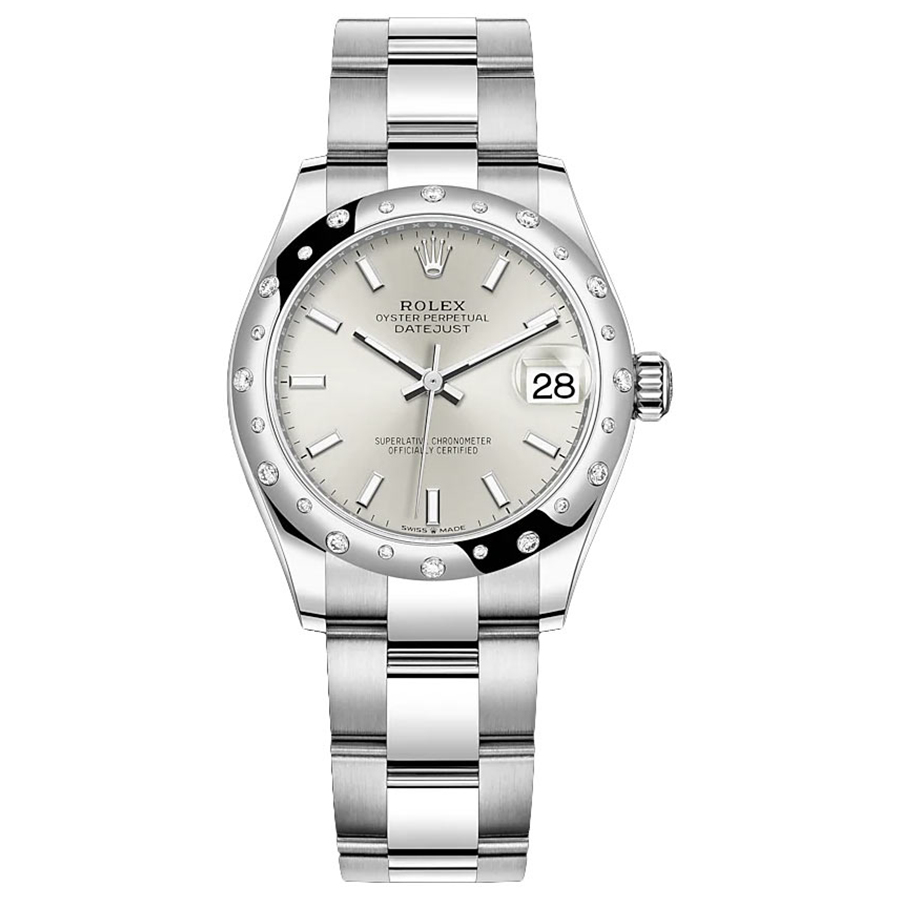 Rolex 1:1 Super Clone Datejust Silver Dial Diamond-Set Bezel 31mm 278344RBR