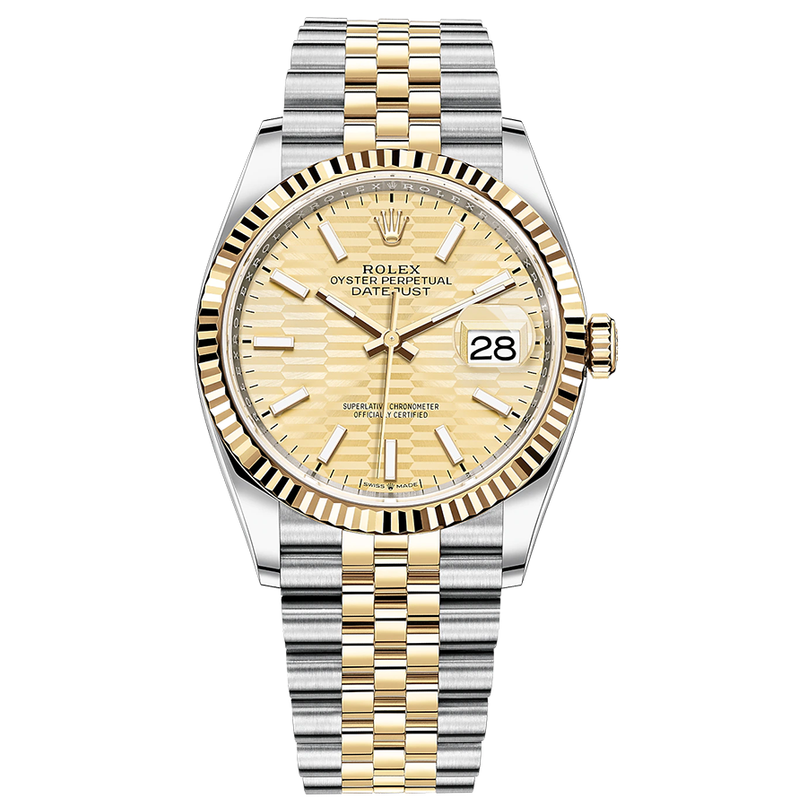 Rolex 1:1 Super Clone Datejust Golden Fluted Motif Fluted Dial 36mm 126233