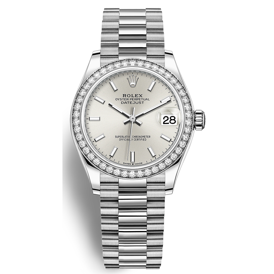 Rolex 1:1 Super Clone Datejust Silver Dial Diamond Bezel 31mm 278289RBR