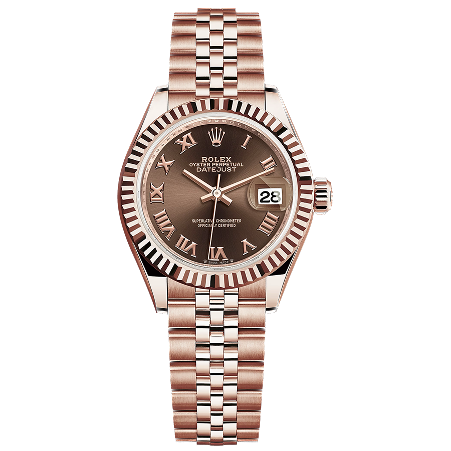 Rolex 1:1 Super Clone Lady-Datejust Chocolate Roman Numeral Dial Fluted Bezel 28mm 279175