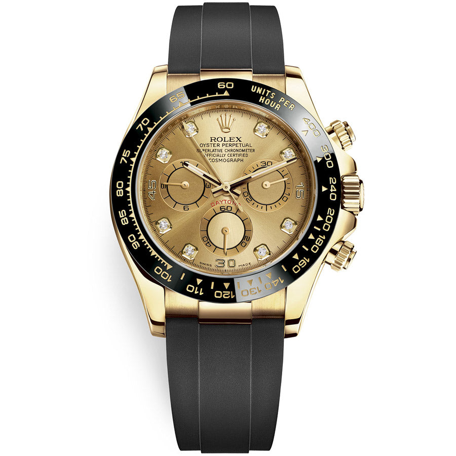 Rolex 1:1 Super Clone Daytona 40mm Oyster Flex 116518LN Champagne Diamond Dial