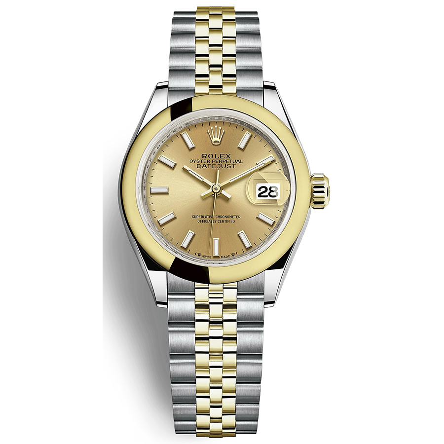 Rolex 1:1 Super Clone Lady-Datejust Champagne Dial Domed Bezel 28mm 279163