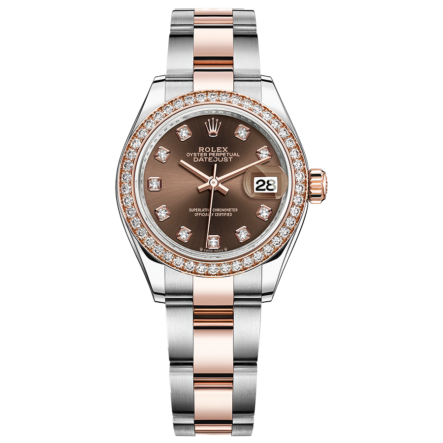 Rolex 1:1 Super Clone Lady-Datejust Chocolate Diamond Dial Diamond Bezel 28mm 279381RBR