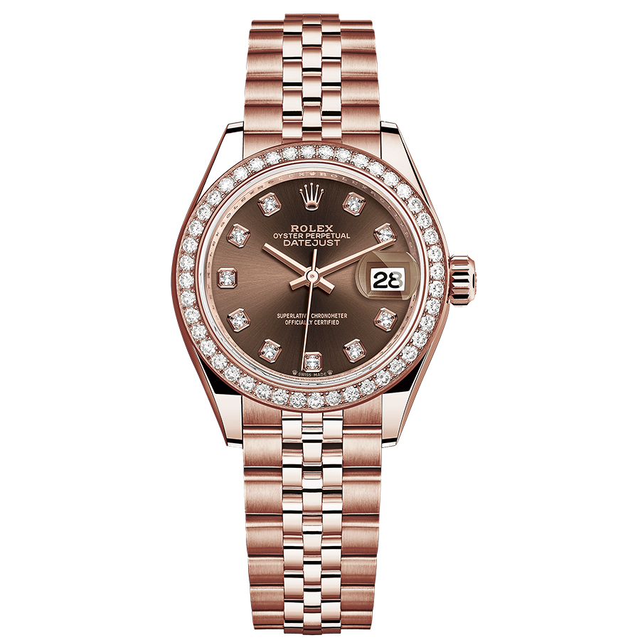 Rolex 1:1 Super Clone Lady-Datejust Chocolate Diamond Dial Diamond Bezel 28mm 279135RBR
