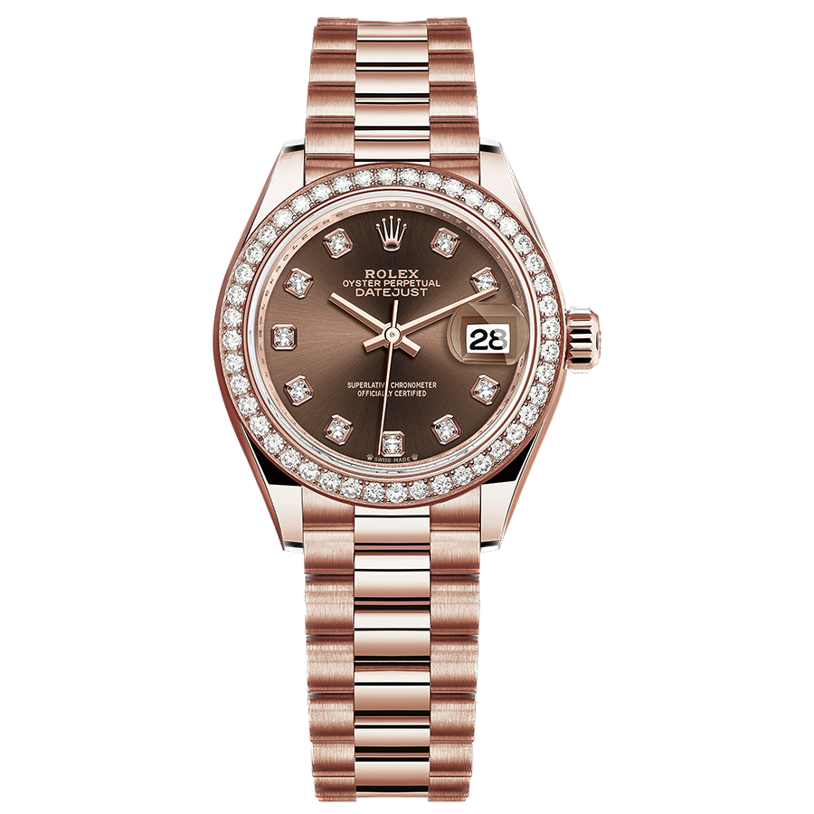 Rolex 1:1 Super Clone Lady-Datejust Chocolate Diamond Dial Diamond Bezel 28mm 279135RBR