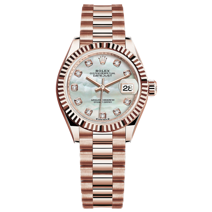 Rolex 1:1 Super Clone Lady-Datejust Mother Of Pearl Diamond Dial Fluted Bezel 28mm 279175