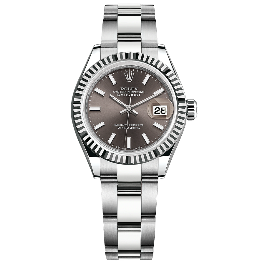 Rolex 1:1 Super Clone Lady-Datejust Dark Grey Dial Fluted Bezel 28mm 279174
