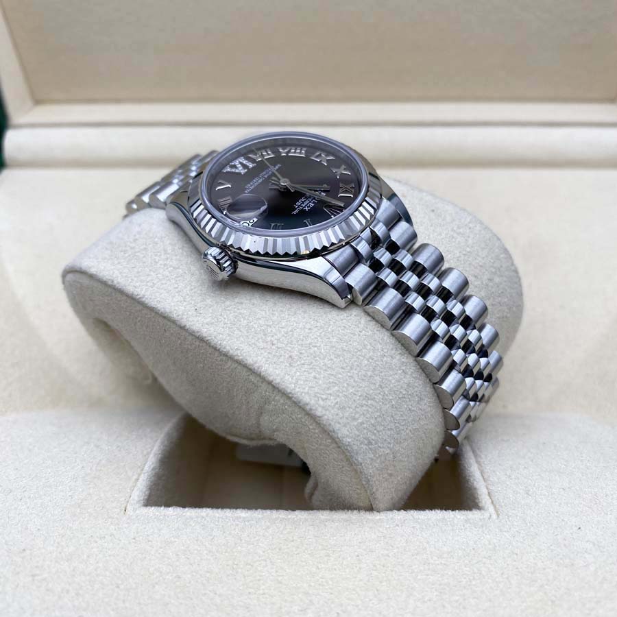Rolex 1:1 Super Clone Datejust Dark Grey Diamond Roman Numeral Dial Fluted Bezel 31mm 278274