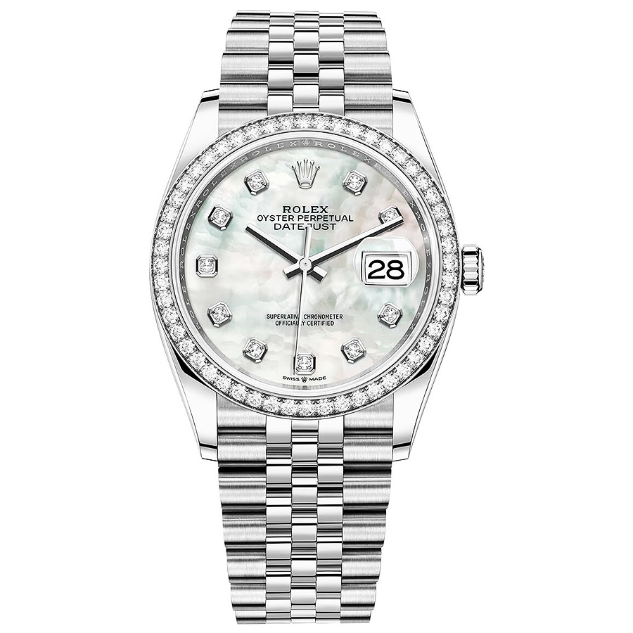 Rolex 1:1 Super Clone Datejust Mother Of Pearl Diamond Dial Diamond Bezel 36mm 126284RBR