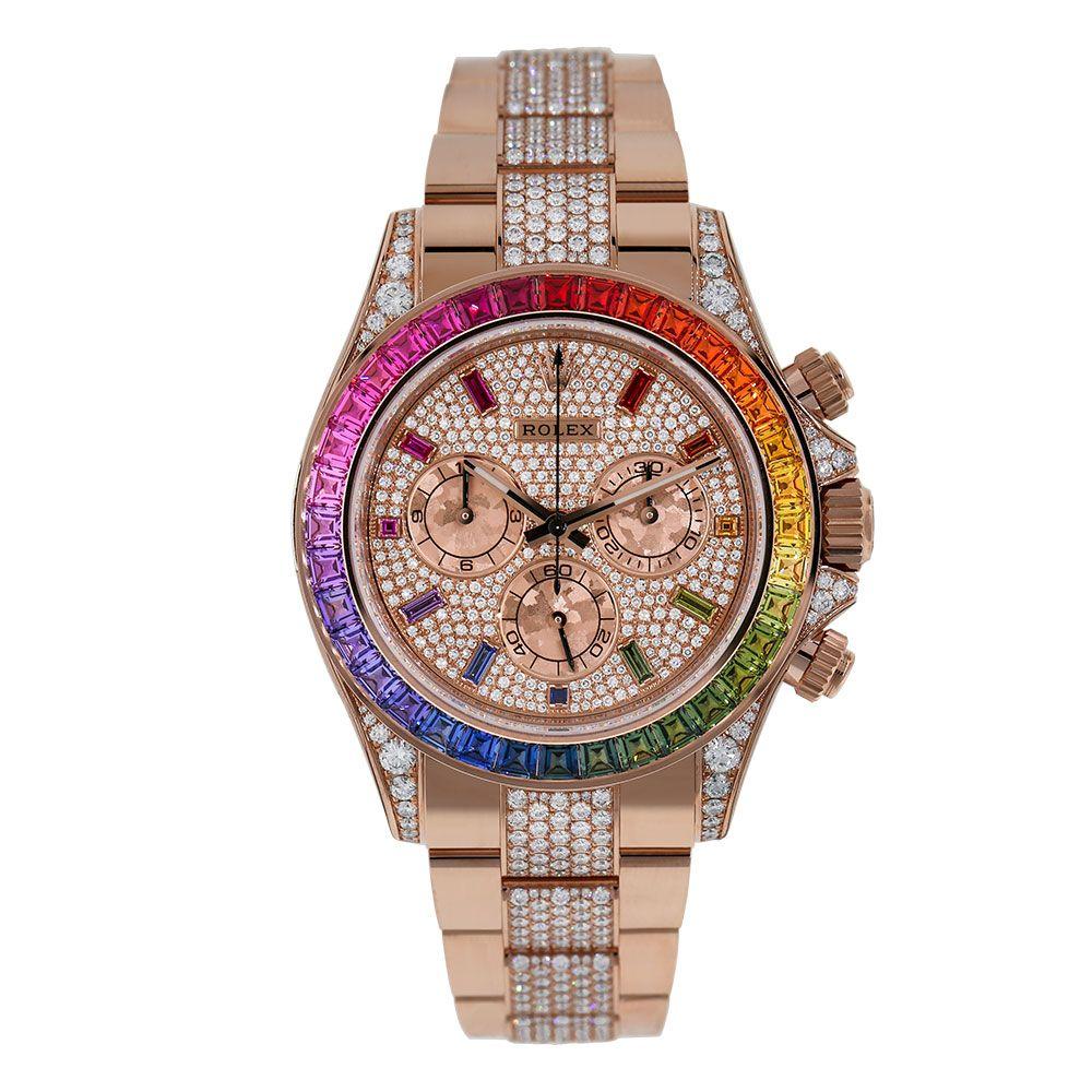 Rolex 1:1 Super Clone Cosmograph Daytona Rainbow Pave Rose Gold 116595rbow-0002