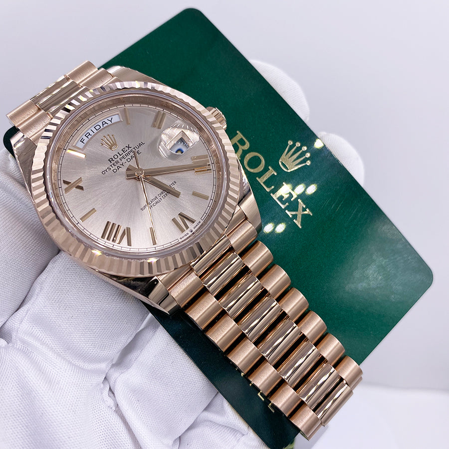 Rolex 1:1 Super Clone Day-Date 40 Presidential 228235 Fluted Bezel Sundust Dial