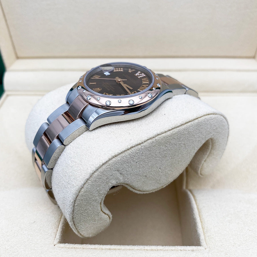 Rolex 1:1 Super Clone Datejust 31mm Chocolate Diamond Roman Dial Rose/Diamond Bezel 278341RBR