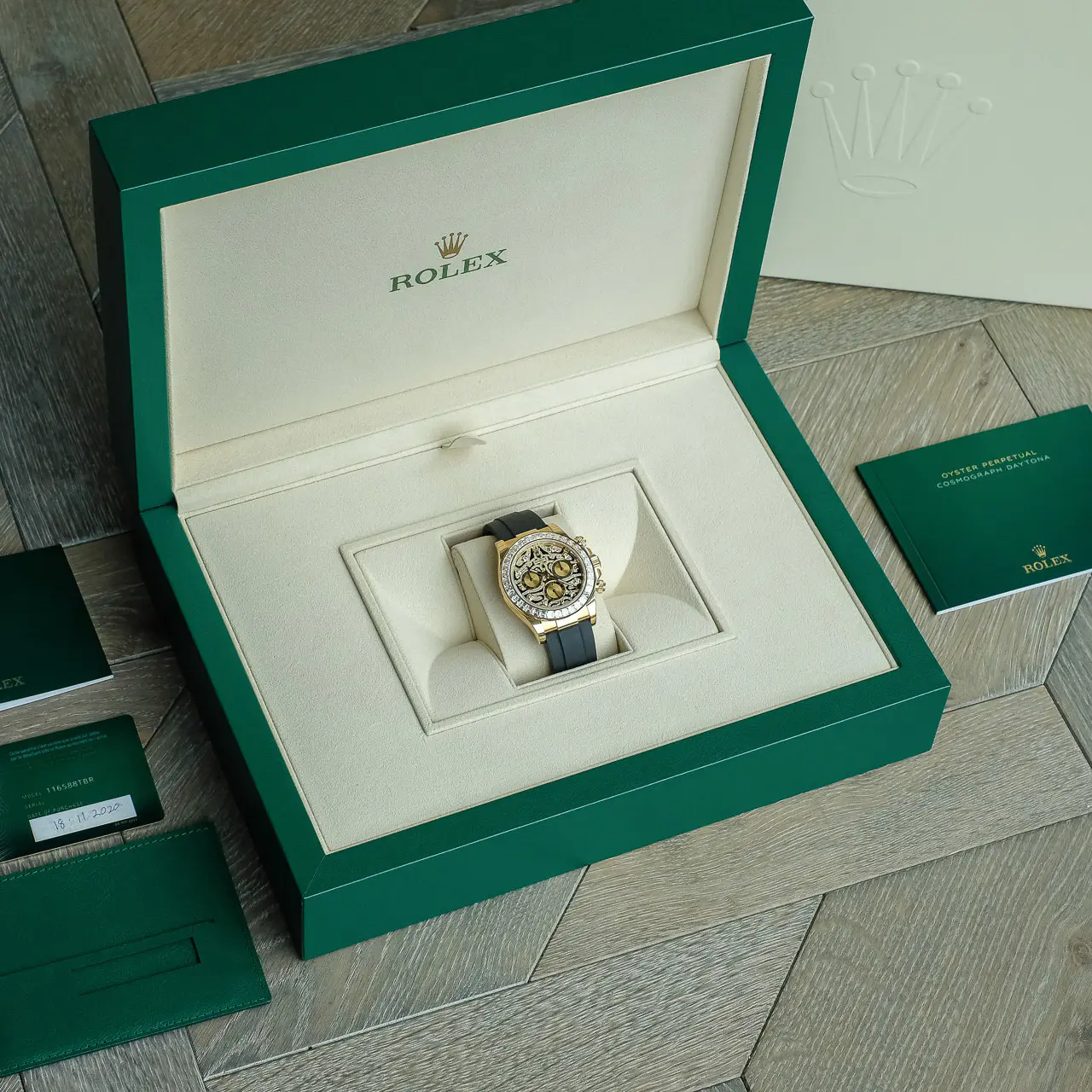 Rolex 1:1 Super Clone Cosmograph Daytona 116588TBR Yellow Gold Eye of Tiger Unwron