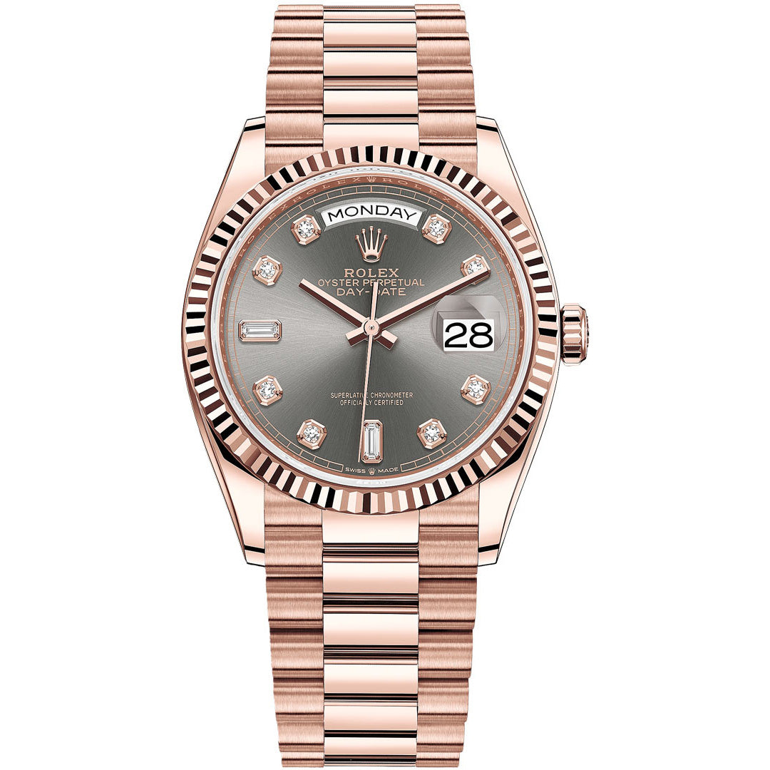 Rolex 1:1 Super Clone Day-Date 36mm 128235 Slate Grey Diamond Dial