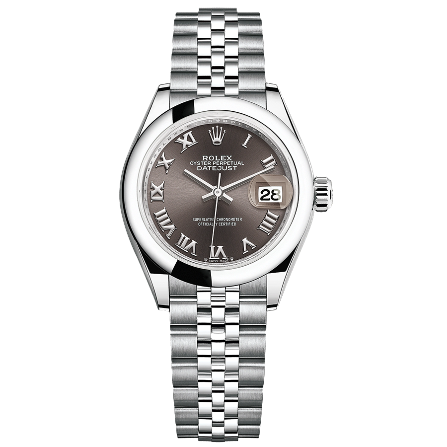 Rolex 1:1 Super Clone Lady-Datejust Dark Grey Roman Numeral Dial Domed Bezel 28mm 279160