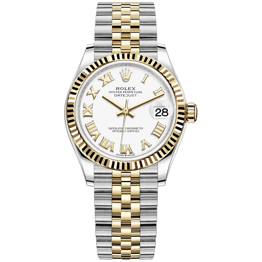 Rolex 1:1 Super Clone Datejust White Roman Numeral Dial Fluted Bezel 31mm 278273