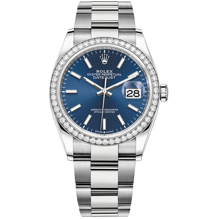 Rolex 1:1 Super Clone Datejust Bright Blue Dial Diamond Bezel 36mm 126284RBR
