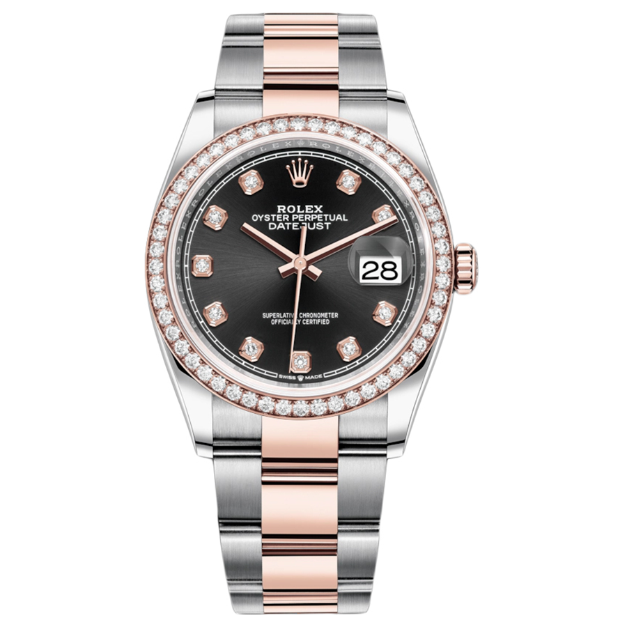 Rolex 1:1 Super Clone Datejust Black Diamond Dial Diamond Bezel 36mm 126281RBR