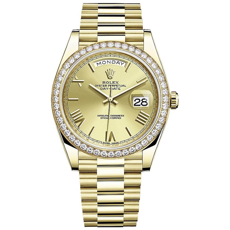 Rolex 1:1 Super Clone Day-Date 40 228348 Diamond Bezel Champagne Dial