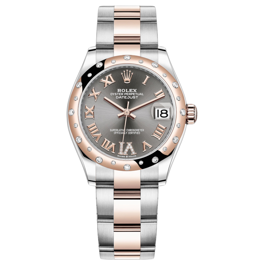 Rolex 1:1 Super Clone Datejust Slate Diamond Roman Numeral Dial Diamond-Set Bezel 31mm 278341RBR