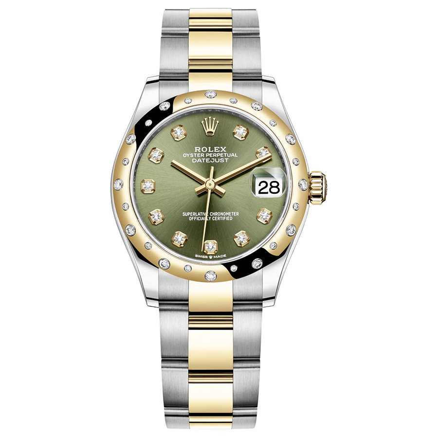 Rolex 1:1 Super Clone Datejust Olive Green Diamond Dial Diamond-Set Bezel 31mm 278343RBR