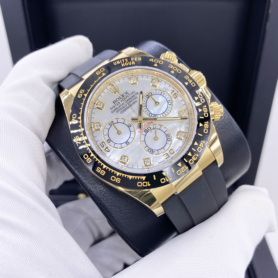 Rolex 1:1 Super Clone Daytona 40mm Oyster Flex 116518LN White Mother Of Pearl Diamond Dial