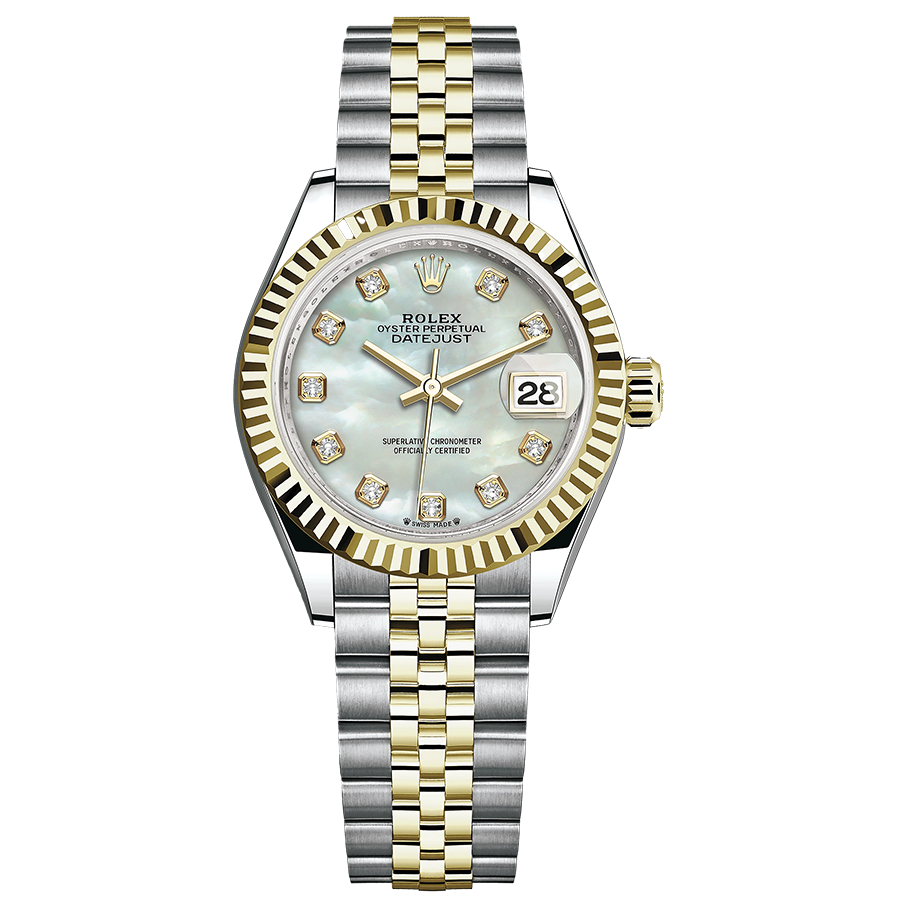 Rolex 1:1 Super Clone Lady-Datejust Mother Of Pearl Diamond Dial Fluted Bezel 28mm 279173
