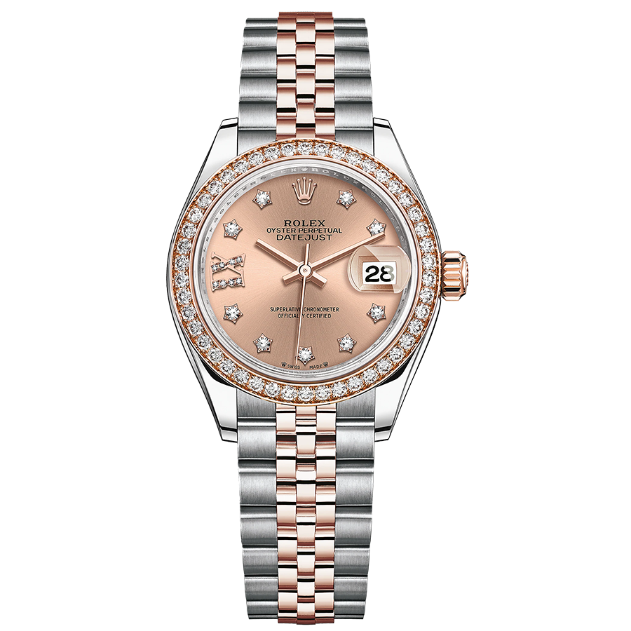 Rolex 1:1 Super Clone Lady-Datejust Rose Diamond Star Dial Diamond Bezel 28mm 279381RBR