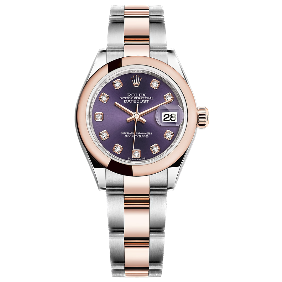 Rolex 1:1 Super Clone Lady-Datejust Purple Diamond Dial Domed Bezel 28mm 279161