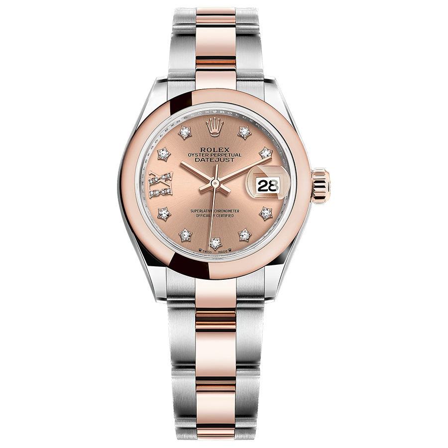 Rolex 1:1 Super Clone Lady-Datejust Rose Diamond Star Dial Domed Bezel 28mm 279161