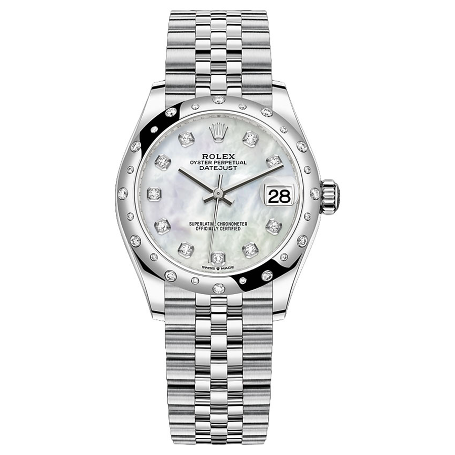 Rolex 1:1 Super Clone Datejust Mother Of Pearl Diamond Dial Diamond-Set Bezel 31mm 278344RBR