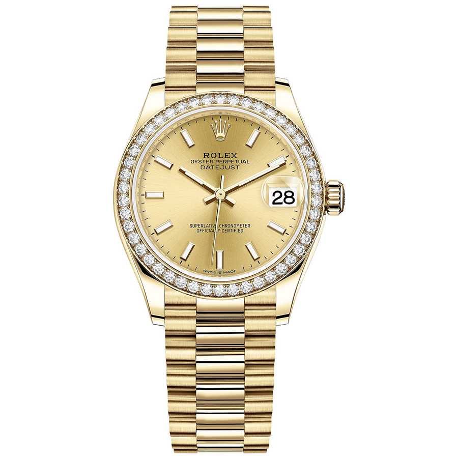 Rolex 1:1 Super Clone Datejust Champagne Dial Diamond Bezel 31mm 278288RBR