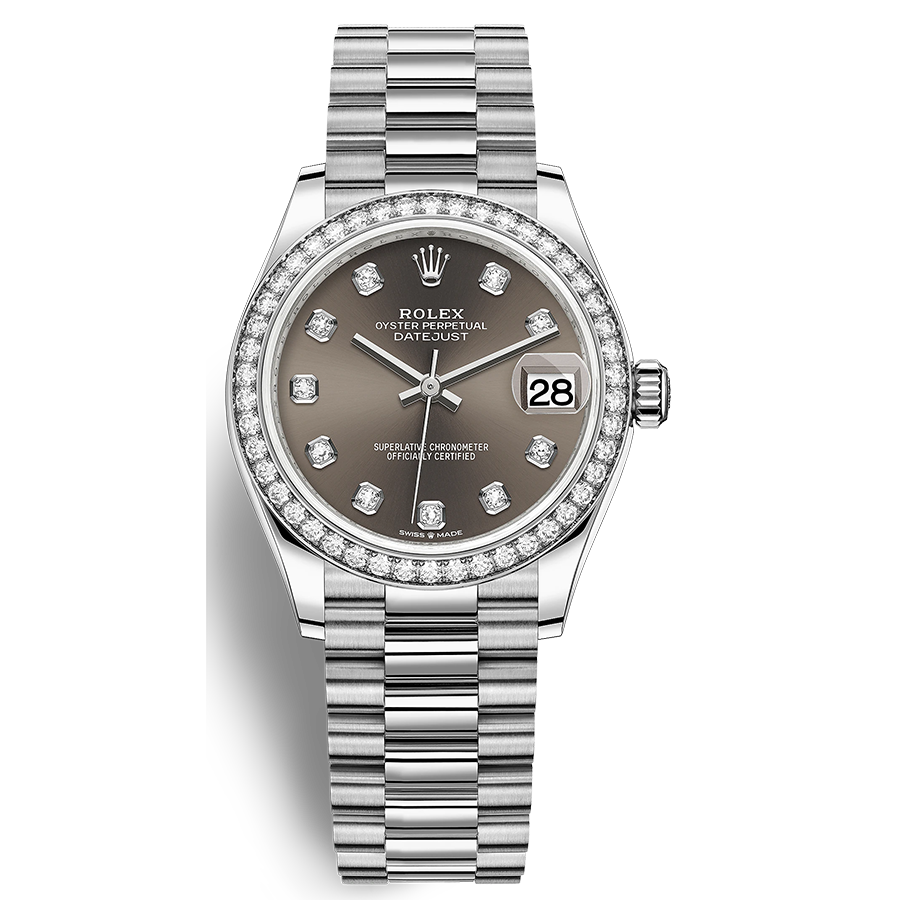 Rolex 1:1 Super Clone Datejust Dark Grey Diamond Dial Diamond Bezel 31mm 278289RBR