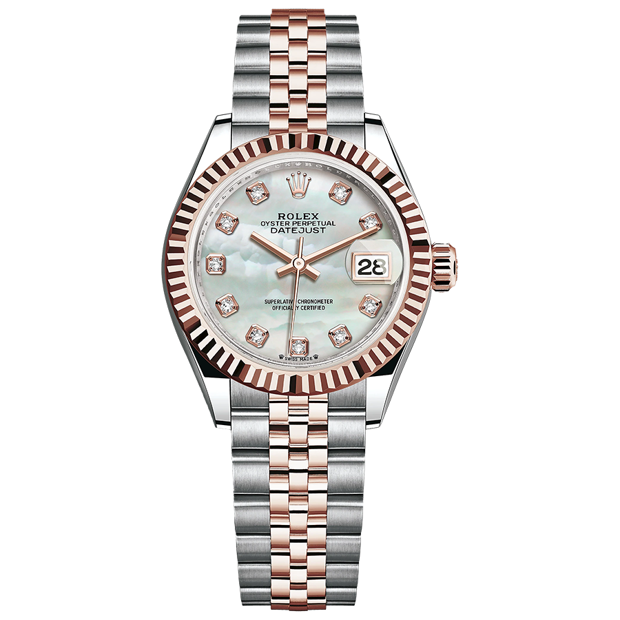 Rolex 1:1 Super Clone Lady-Datejust Mother Of Pearl Diamond Dial Fluted Bezel 28mm 279171