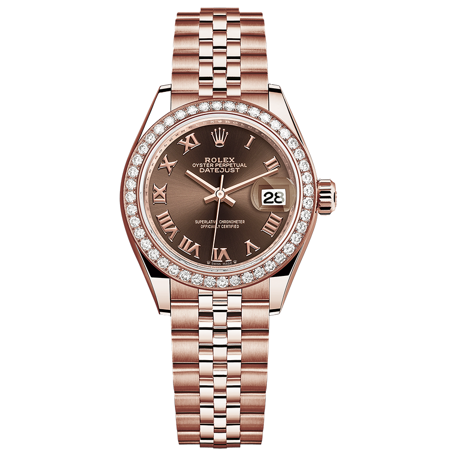Rolex 1:1 Super Clone Lady-Datejust Chocolate Roman Numeral Dial Diamond Bezel 28mm 279135RBR