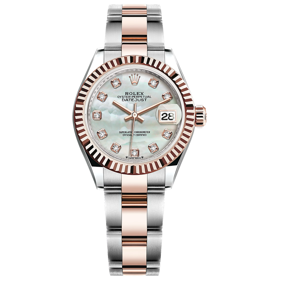 Rolex 1:1 Super Clone Lady-Datejust Mother Of Pearl Diamond Dial Fluted Bezel 28mm 279171