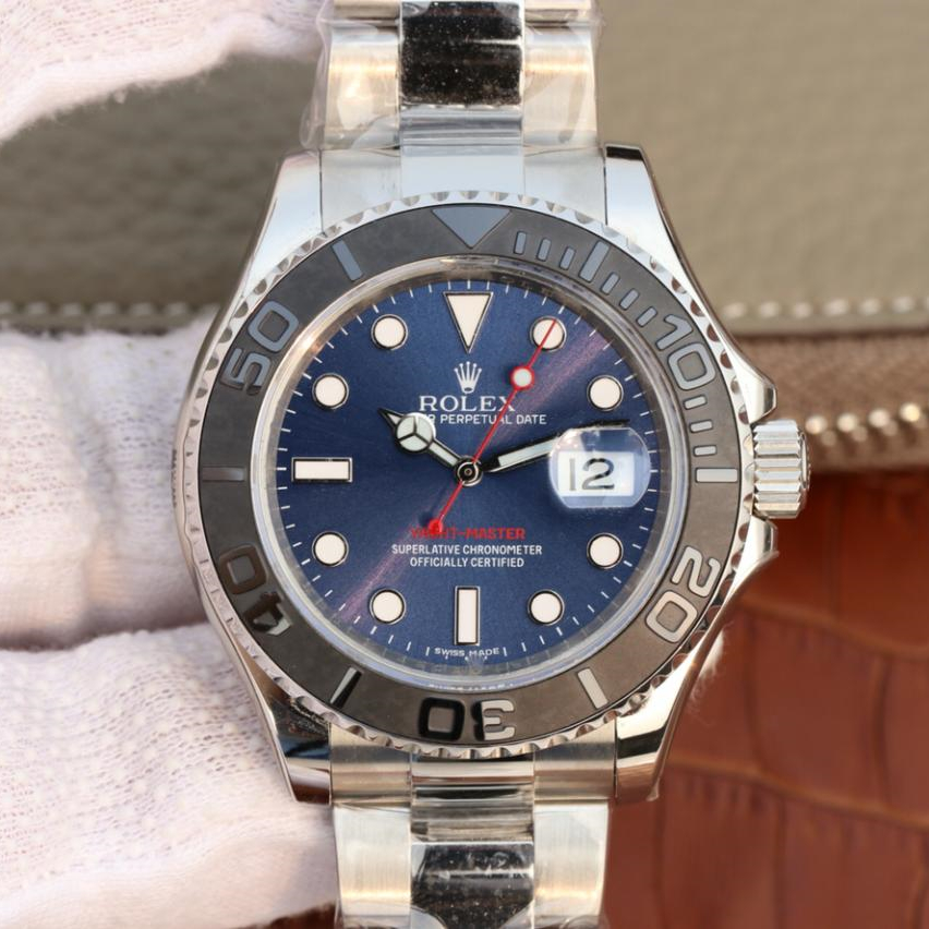 Rolex 1:1 Super Clone Yacht-Master 1 ( Black & Blue Dial ) Stainless Steel 40mm