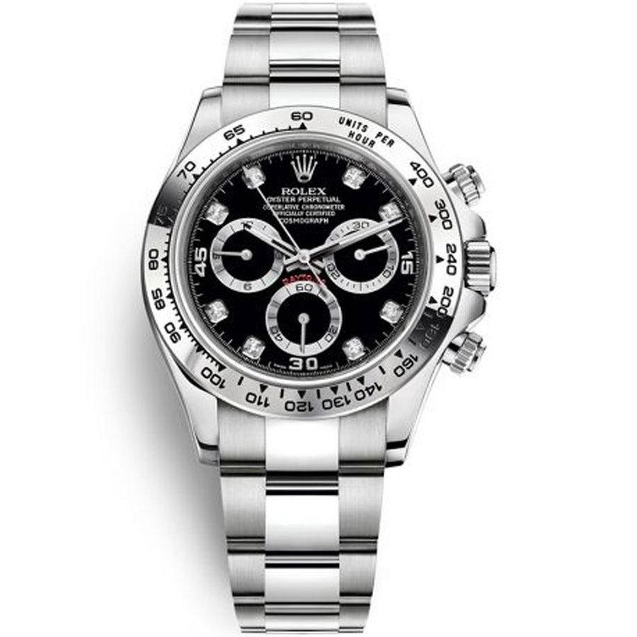 Rolex 1:1 Super Clone Daytona 40mm 116509 White Gold Black Diamond Dial