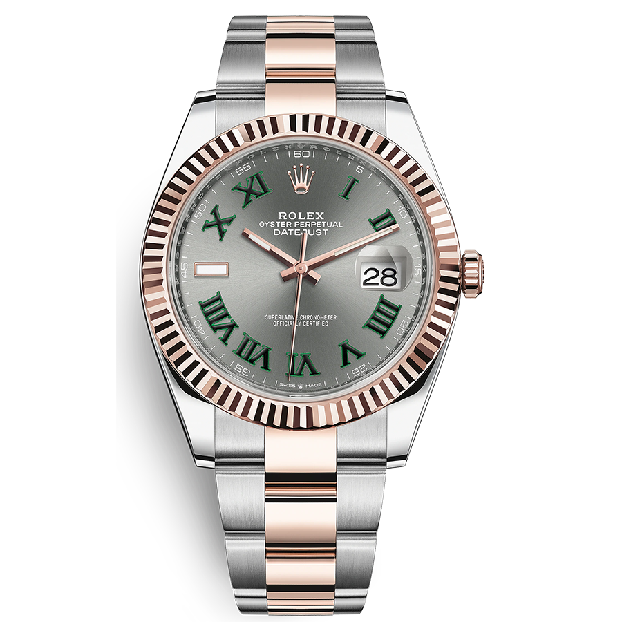 Rolex 1:1 Super Clone Datejust 41mm Slate Roman Numeral Dial Fluted Bezel 126331