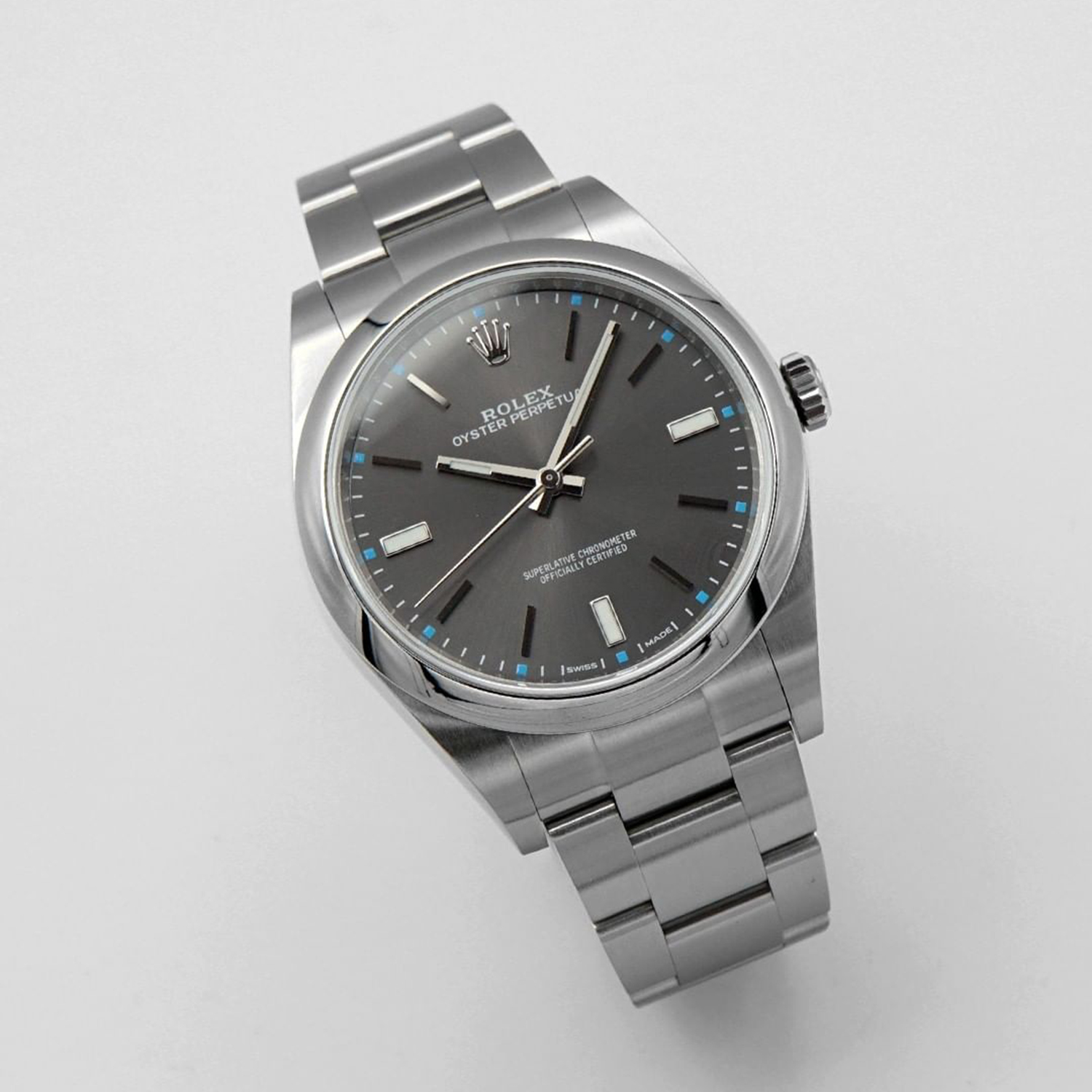 Rolex 1:1 Super Clone Oyster Perpetual 39mm Dark Rhodium Dial Watch 114300-0001