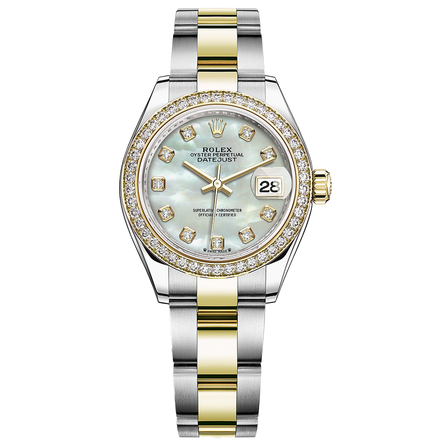 Rolex 1:1 Super Clone Lady-Datejust Mother Of Pearl Diamond Dial Diamond Bezel 28mm 279383RBR