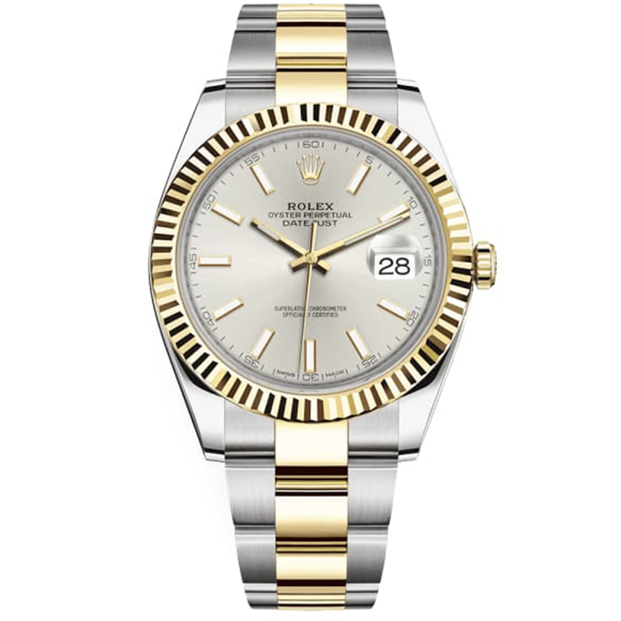Rolex 1:1 Super Clone Datejust 41mm Silver Dial Fluted Bezel 126333