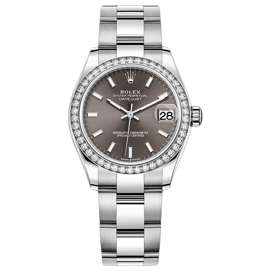 Rolex 1:1 Super Clone Datejust Dark Grey Dial Diamond Bezel 31mm 278384RBR