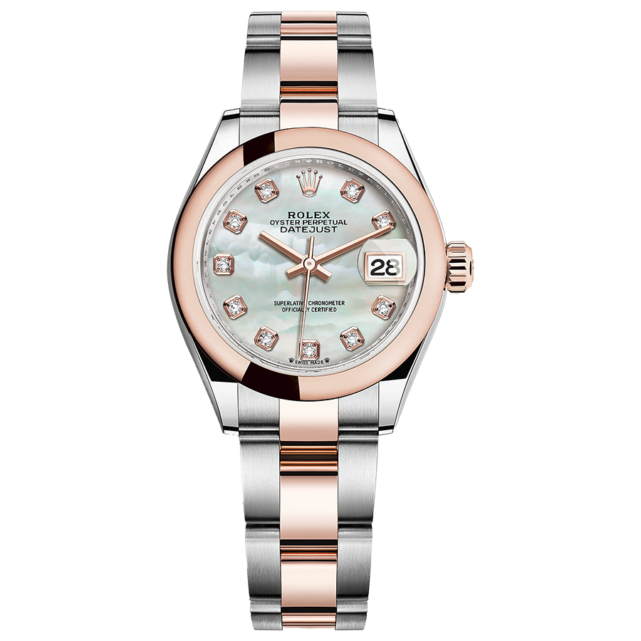 Rolex 1:1 Super Clone Lady-Datejust Mother Of Pearl Diamond Dial Domed Bezel 28mm 279161