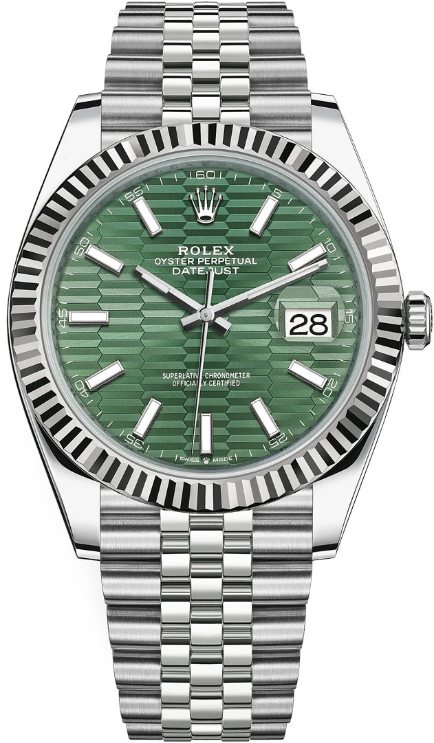 Rolex 1:1 Super Clone Datejust 41mm Mint Green,Fluted Motif Dial Fluted Bezel 126334