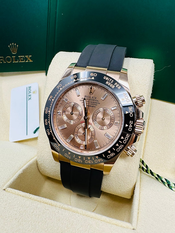 Rolex 1:1 Super Clone Daytona 40mm Oyster Flex 116515LN Pink Baguette Diamond Dial Dial