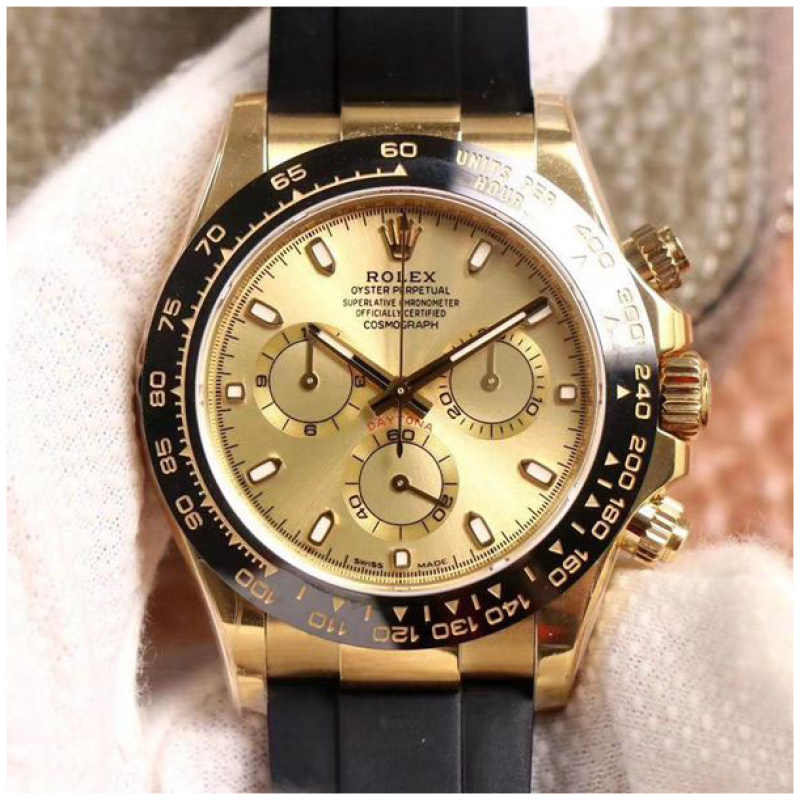 Rolex 1:1 Super Clone Daytona 40mm Oyster Flex 116518LN Champaign Dial