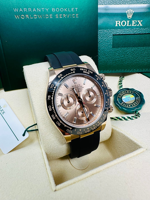 Rolex 1:1 Super Clone Daytona 40mm Oyster Flex 116515LN Pink Baguette Diamond Dial Dial